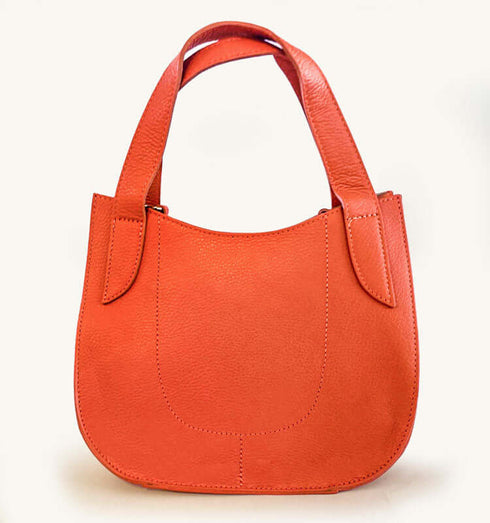 תיק מעצבים איטלקי מעור משובח בגוון כתום - MIKAI