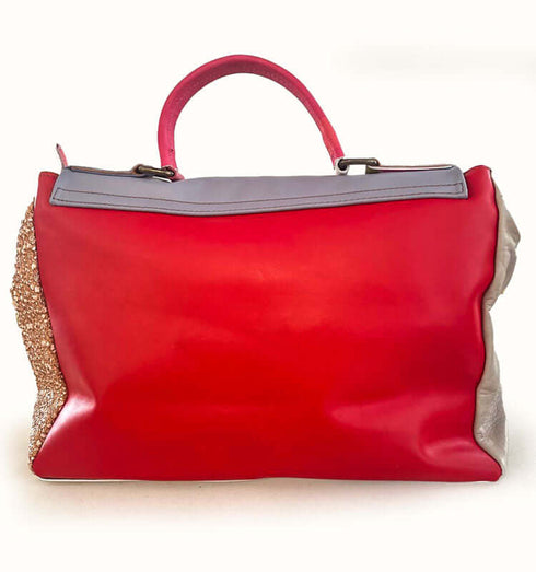 תיק יד מעורות בגנוני אפור בז' ועוד, עיצוב איטלקי מדליק וטרנדי - MIKAI