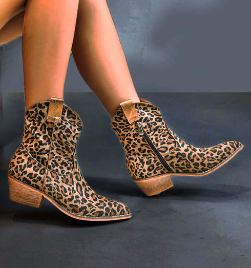 מגפון בוקרים קצר בגוון מנומר ורצועה מוזהבת - MIKAI