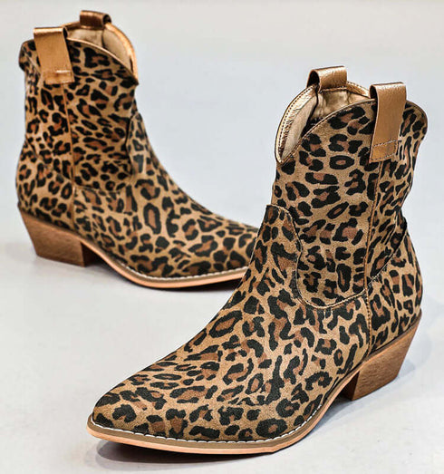 מגפון בוקרים קצר בגוון מנומר ורצועה מוזהבת - MIKAI