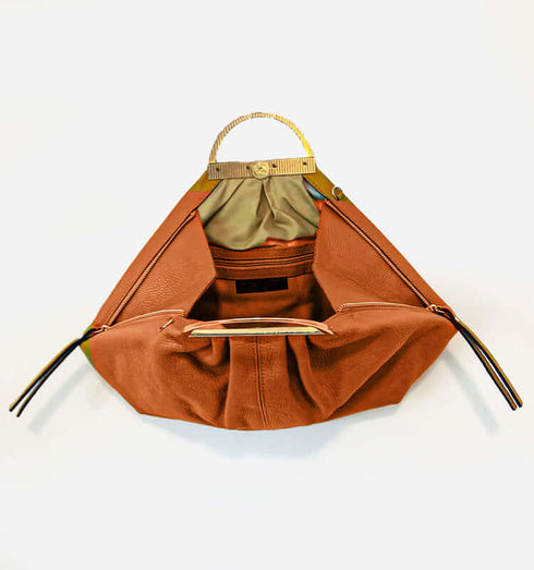 תיק יד\צד איטלקי מעור משובח בגוון כאמל - MIKAI