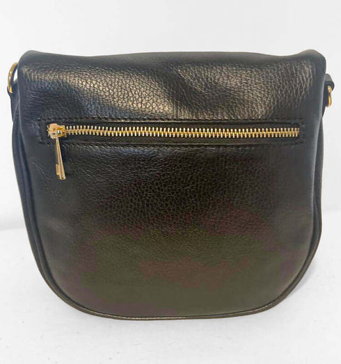 פאוץ' עור איטלקי שחור עם רצועה תואמת - MIKAI