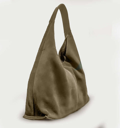 תיק עור ז'אמש מובחר בגוון ירוק חאקי לתלייה על הכתף, אופנתי ואיכותי