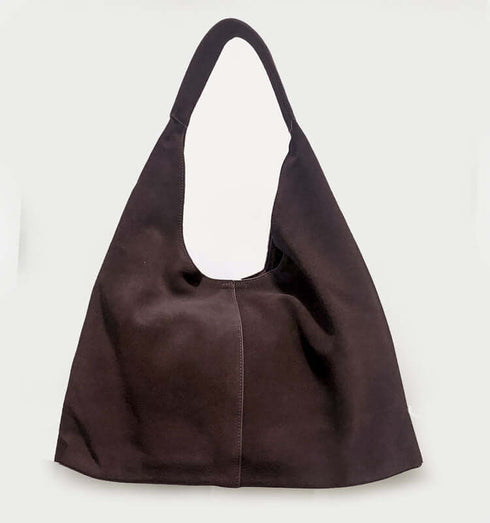 תיק עור ז'אמש מובחר בגוון חום כהה לתליה על הכתף, אופנתי ואיכותי.