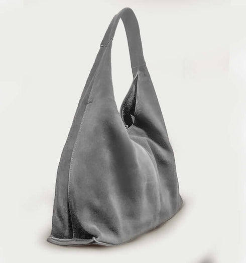 תיק עור ז'אמש מובחר בגוון אפור, אופנתי ואיכותי לתליה על הכתף ועיצוב יומיומי.