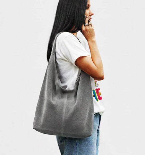 תיק עור ז'אמש מובחר בגוון אפור לתלייה על הכתף, אופנתי ואיכותי, שימוש יומיומי