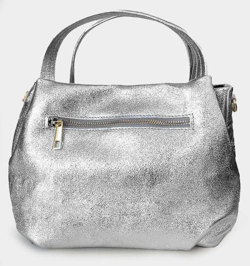 תיק צד איטלקי מעור משובח בגוון כסוף - MIKAI