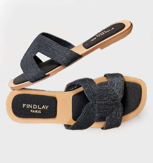 כפכף עליון אספדריל בגוון שחור עם סוליה מרופדת - MIKAI