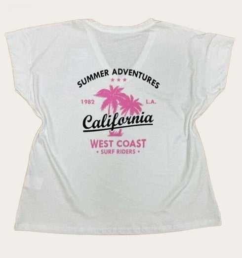 טישרט כותנה עם הדפס California ובדים נוחים, חוף במראה קיצי ורענן.