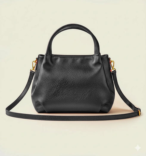 תיק צד איטלקי מעור משובח בגוון שחור עם רצועה תואמת