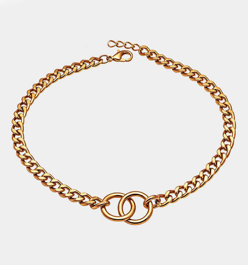 שרשרת עיגולים משולבים עשוי מתכת בגוון מוזהב