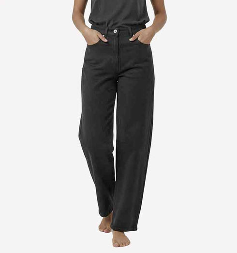 מכנסי בלון כותנה מעוצבים בגוון שחור ובגזרה גבוהה עם לייקרה לנוחות מירבית.