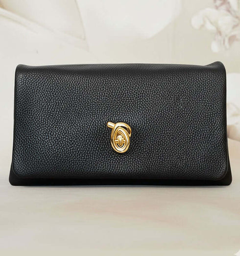 תיק צד שלושה תאים מעור שחור מעולה עם עיצוב מודרני ואיכות תפירה גבוהה.