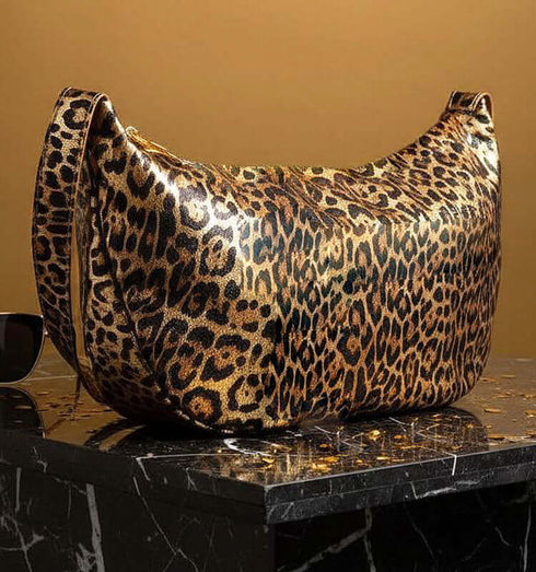 פאוץ' עור איטלקי ענק מובחר בגוון מנומר