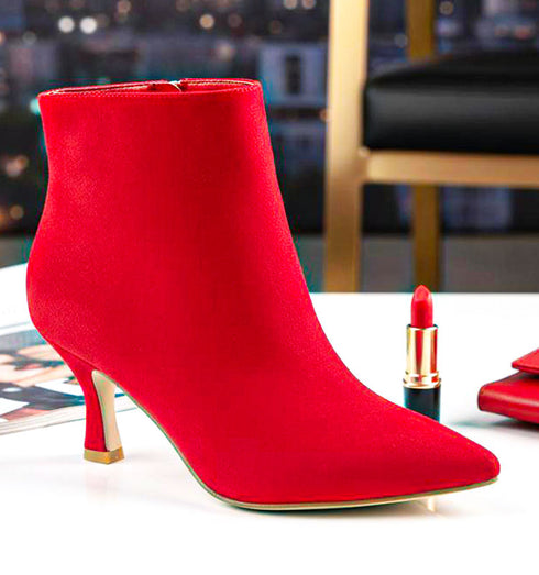 נעלי עקב אדומות - נעליים אופנתיוית מז'אמש קטיפתי איכותי