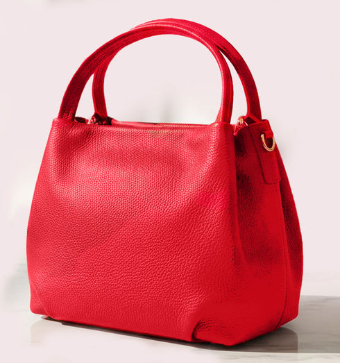 תיק צד איטלקי מעור משובח בגוון אדום עם רצועה תואמת