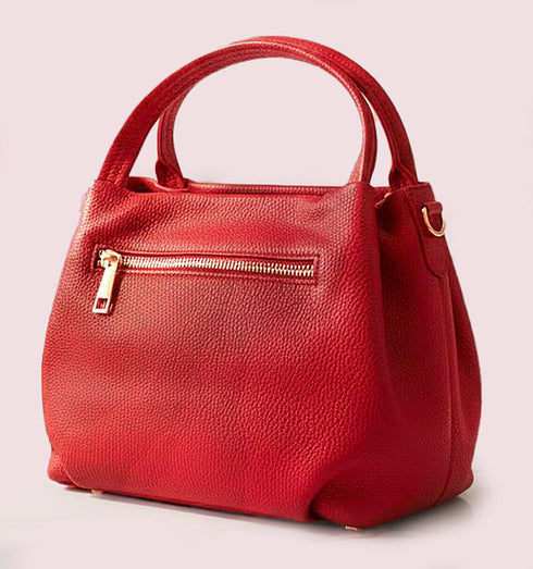 תיק צד איטלקי מעור משובח בגוון אדום עם רצועה תואמת