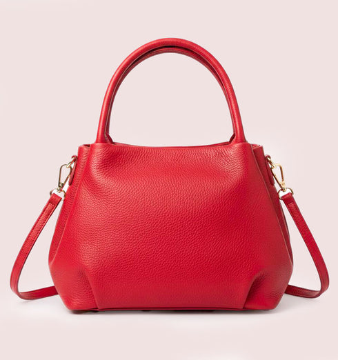 תיק צד איטלקי מעור משובח בגוון אדום עם רצועה תואמת