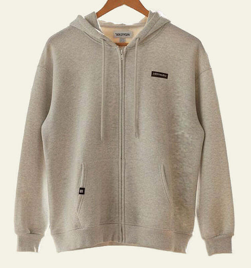 קרדיגן פוטר בגוון אפור עם כיסים וכובע, מעוצב ואופנתי לנוחות ביום קריר.