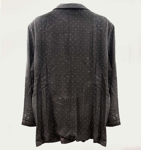 ג'אקט אבני חן שחור - מיקטורן כותנה מחוייט בגוון שחור עטור באבני חן - MIKAI