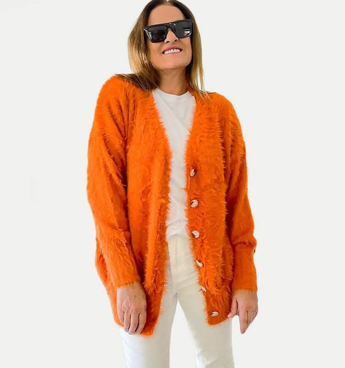 קרדיגן אנגורה בגוון כתום - MIKAI