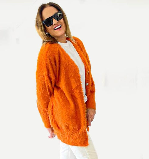 קרדיגן אנגורה בגוון כתום - MIKAI