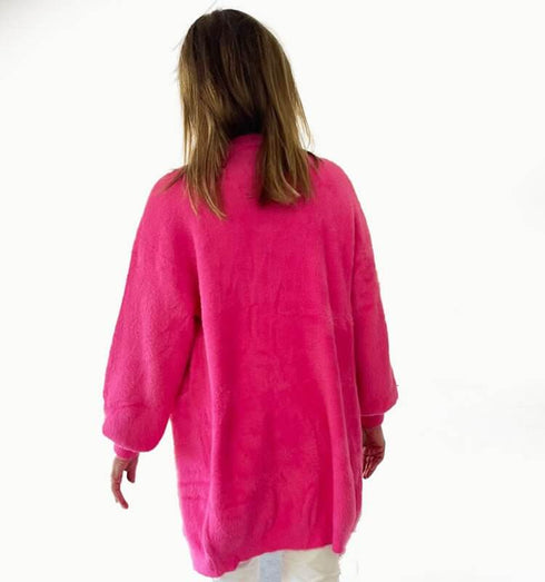 קרדיגן צמר קטיפתי ורוד - MIKAI