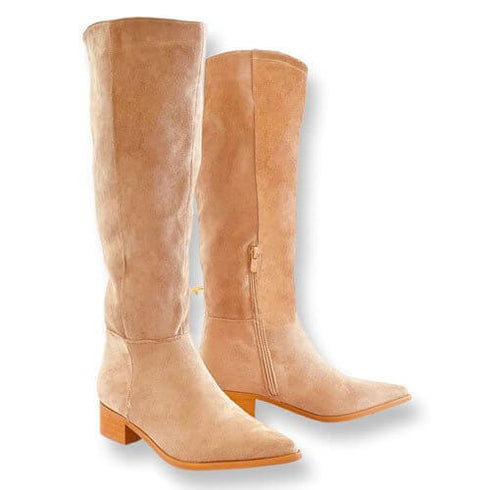 מגפי ז'אמש ניוד - מגפיים מז'אמש קטיפתי עם סולית עור - MIKAI