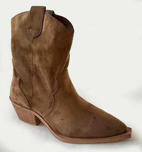 מגפוני עור ז'אמש חום שוקולד - מגפון בוקרים מעור ז'אמש מובחר בגוון חום שוקולד - MIKAI