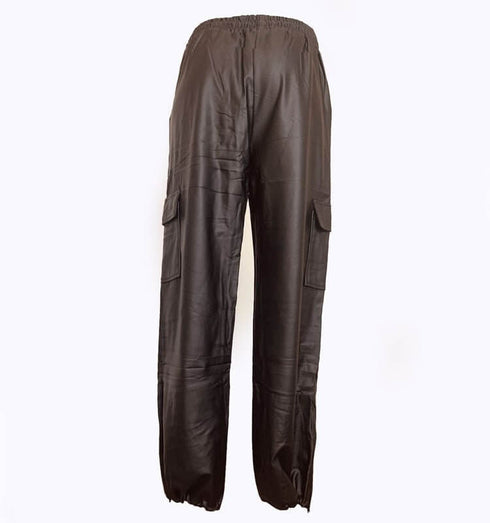 מכנס דגמ"ח דמוי עור שחור - MIKAI