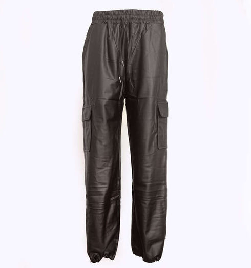 מכנס דגמ"ח דמוי עור שחור - MIKAI