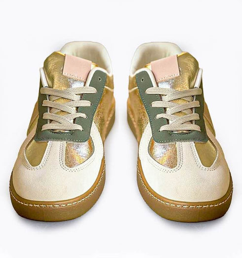 סניקרס מוזהבות פס כאמל - MIKAI