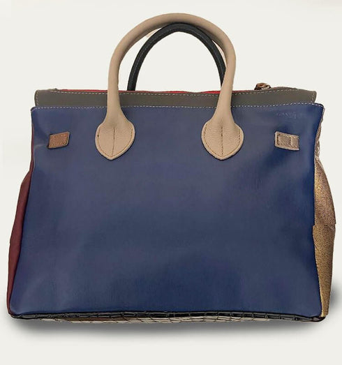 תיק עור כסף\חום - תיק מעצבים מעור איטלקי מובחר בשלל צבעים עם רצועה לכתף - MIKAI