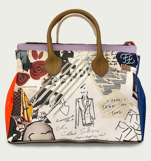 תיק עור סגול\ חום - תיק מעצבים מעור איטלקי מובחר בשלל צבעים עם רצועה לכתף - MIKAI