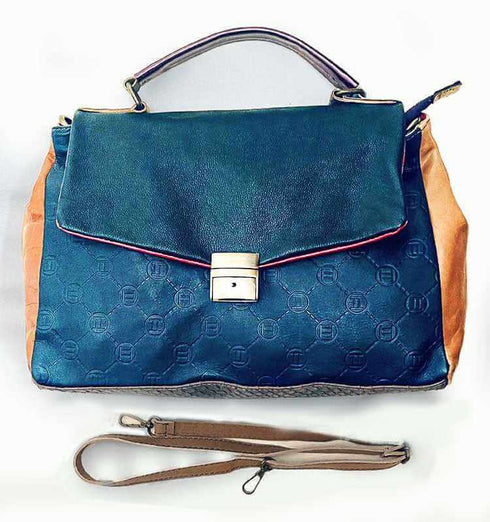 תיק עור שחור\כחול - תיק מעצבים מעור איטלקי מובחר בשלל צבעים עם רצועה לכתף - MIKAI