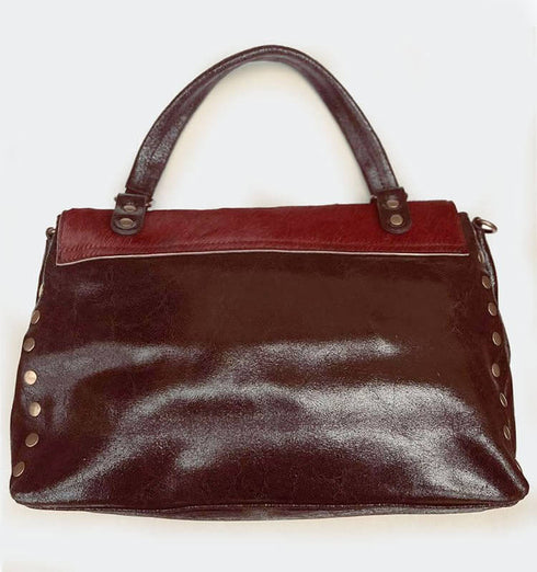 תיק עור ופרוה איטלקי בגווני חום שחור - MIKAI