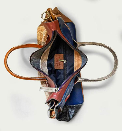 תיק עור חום קאמל/ירוק - תיק מעצבים מעור איטלקי מובחר בשלל צבעים עם רצועה לכתף - MIKAI