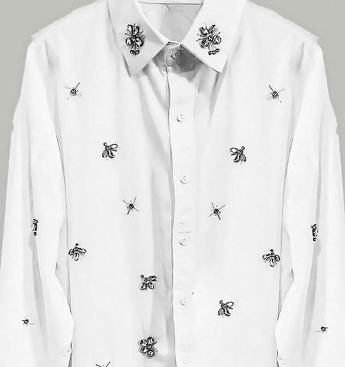 חולצת אבני חן לבנה - MIKAI