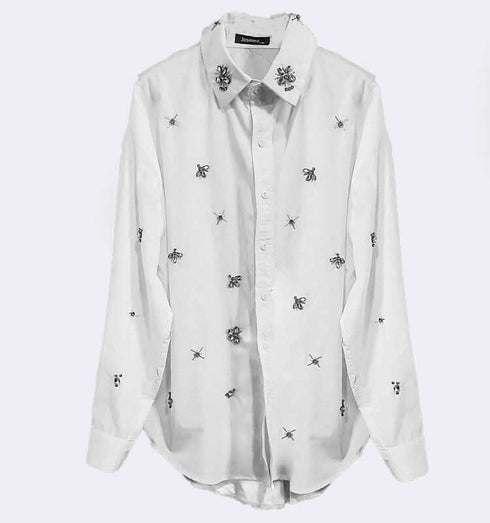 חולצת אבני חן לבנה - MIKAI